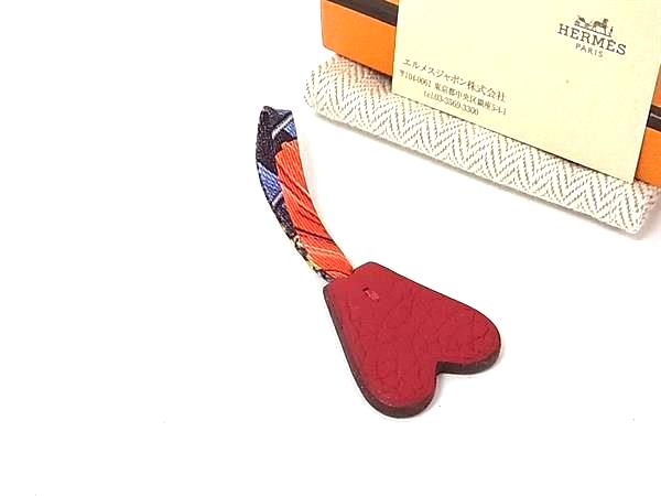 HERMES ハート型キーホルダー 赤 オレンジ HERMES エルメス 赤 レッド