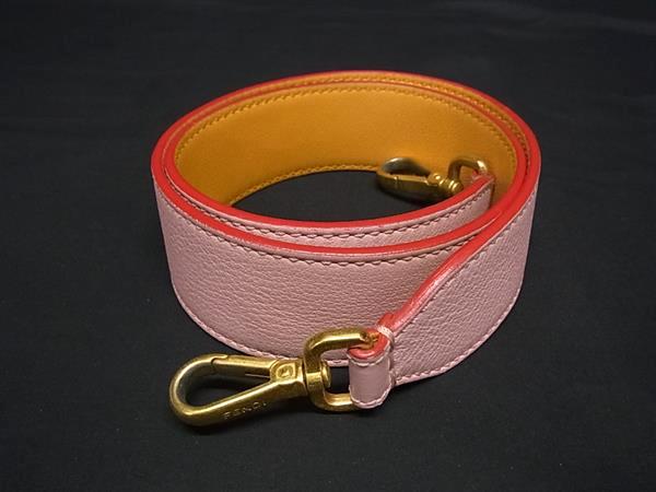 ■美品■ FENDI フェンディ ストラップユー レザー バッグ用 ショルダーストラップ 肩掛け レディース ピンク系×オレンジ系 BR1010