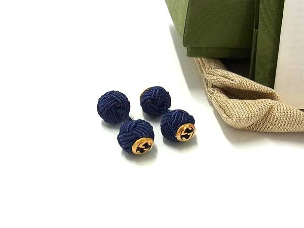 ■新品同様■ GUCCI グッチ インターロッキングG カフスボタン カフリンクス アクセサリー メンズ ネイビー系 BQ4336