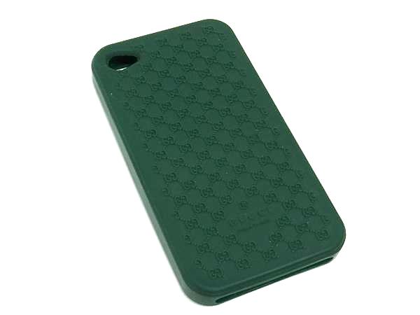 ■美品■ GUCCI グッチ マイクロGG ラバー iPhone4/4S 対応 アイフォンケース メンズ レディース グリーン系 DL0979