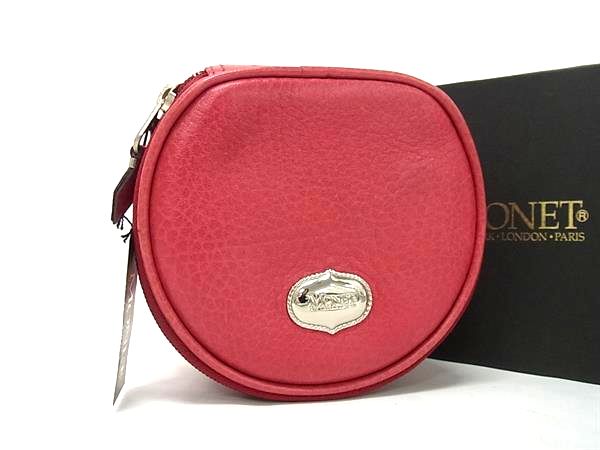 Vanity Bags - ■新品同様■ MONET モネ レザー マルチポーチ メイクポーチ 小物入れ レディース ピンクレッド系 DL1255