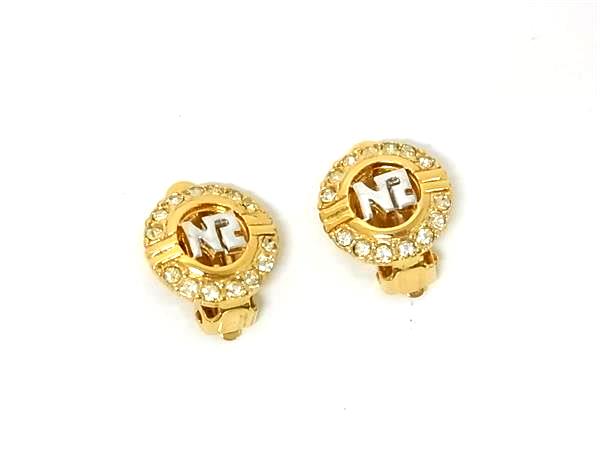 Other - ■美品■ NINA RICCI ニナリッチ ラインストーン クリップ式 イヤリング アクセサリー レディース ゴールド系 DL1259