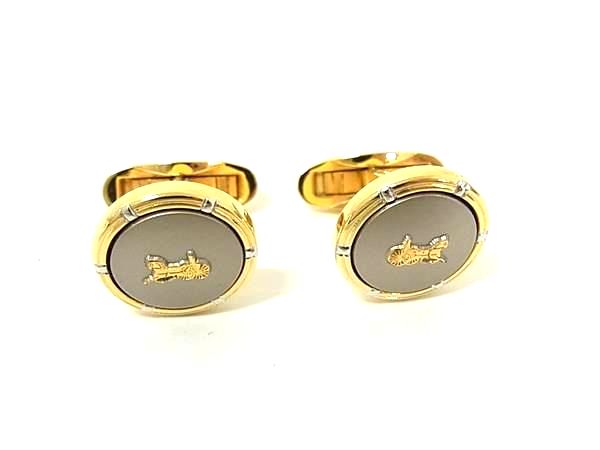 ■美品■ CELINE セリーヌ ヴィンテージ 馬車金具 マカダム カフスボタン カフリンクス アクセサリー 紳..