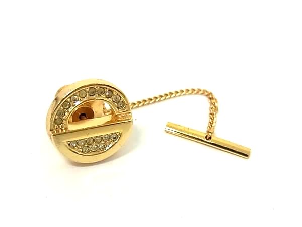 ChristianDior クリスチャンディオール ラインストーン タイタック ネクタイピン アクセサリー ビジネス メンズ ゴールド系 DL1939