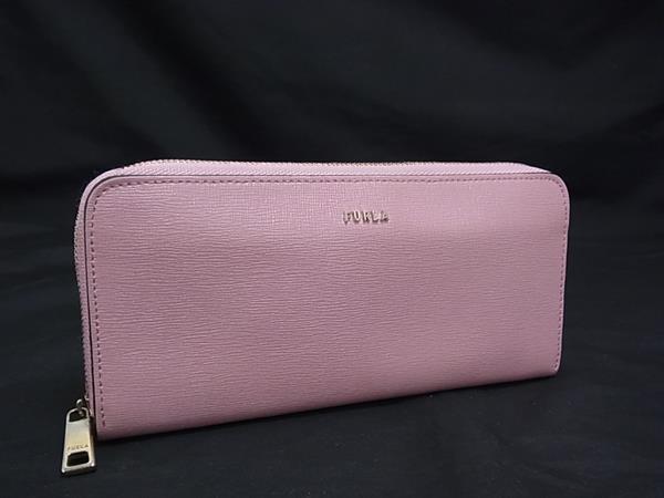 ■美品■ FURLA フルラ レザー ラウンドファスナー 長財布 ウォレット 札入れ 小銭入れ カード入れ レディース ピンク系 DL3198