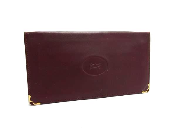 Cartier カルティエ マストライン レザー 二つ折り 長財布 ウォレット 札入れ カード入れ メンズ レディース ボルドー系 DL3261