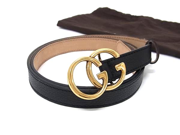 GUCCI - ■美品■ GUCCI グッチ 269818・480199 GGマーモント レザー ゴールド金具 ベルト 表記サイズ 80・32 レディース ブラック系 FX6799