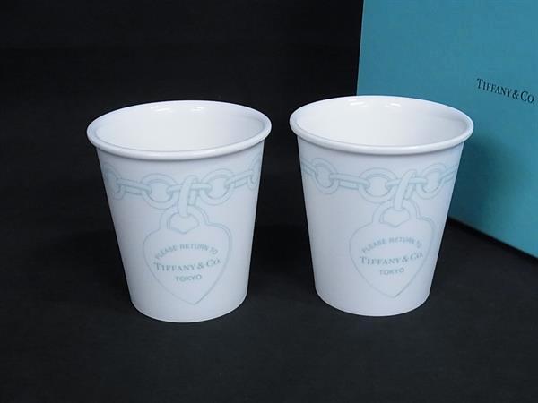 ■新品■未使用■ TIFFANY＆Co ティファニー リターントゥエッチング コーヒーカップ テーブルウェア 2個セット ホワイト系 BS1632