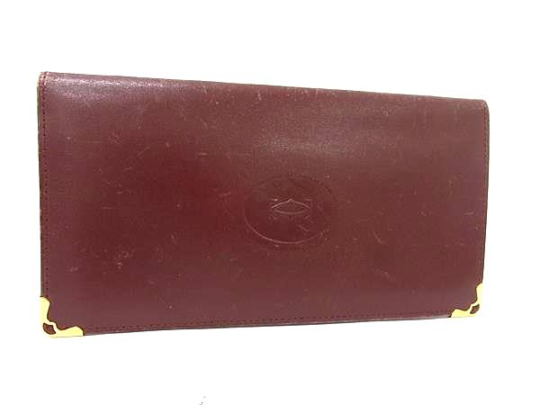Cartier カルティエ マストライン レザー 二つ折り 長財布 ウォレット 小銭入れ 札入れ カード入れ レディース ボルドー系 DK8994