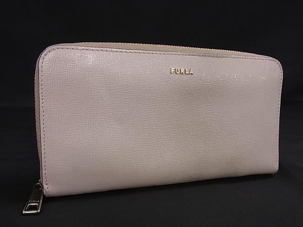 FURLA フルラ レザー ラウンドファスナー 長財布 ウォレット 小銭入れ 札入れ レディース ピンクベージュ系 DK9029