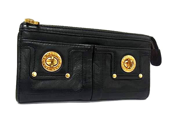 MARC BY MARC JACOBS マークバイマークジェイコブス レザー 長財布 ウォレット 小銭入れ 札入れ カード入れ ブラック系 DK9031