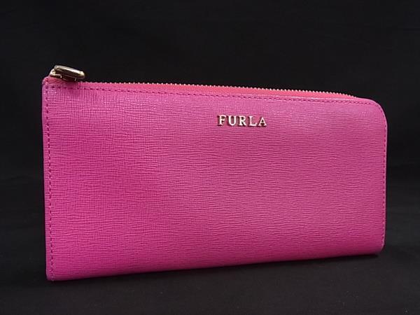 ■美品■ FURLA フルラ レザー L字ファスナー 長財布 ウォレット 小銭入れ 札入れ レディース ピンク系 DK9064