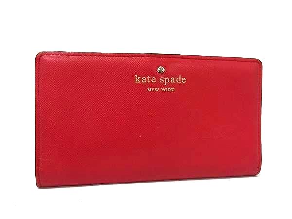 kate spade ケイトスペード レザー 二つ折り 長財布 ウォレット 札入れ 小銭入れ レディース レッド系 DK9307