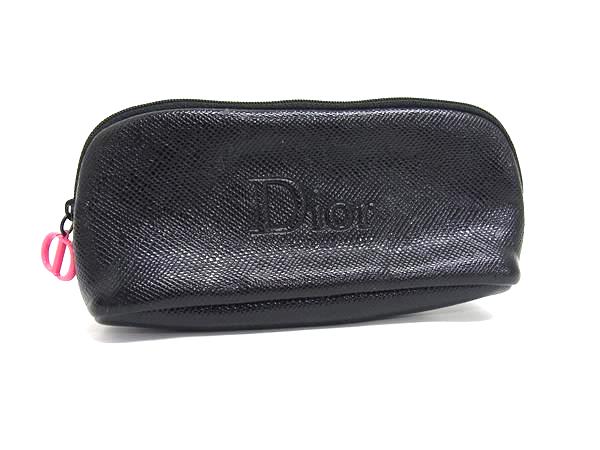 樂天商城 - ChristianDior クリスチャンディオール PVC マルチポーチ メイクポーチ マルチケース 小物入れ ブラック系×ピンク系 DK9311