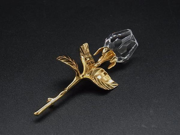 SWAROVSKI スワロフスキー フラワー ピンブローチ ピンバッジ アクセサリー レディース ゴールド系×クリア DK9525