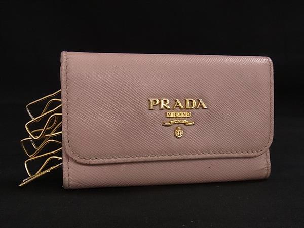 PRADA プラダ サフィアーノレザー 6連 キーケース 鍵入れ レディース ピンク系 DK9874