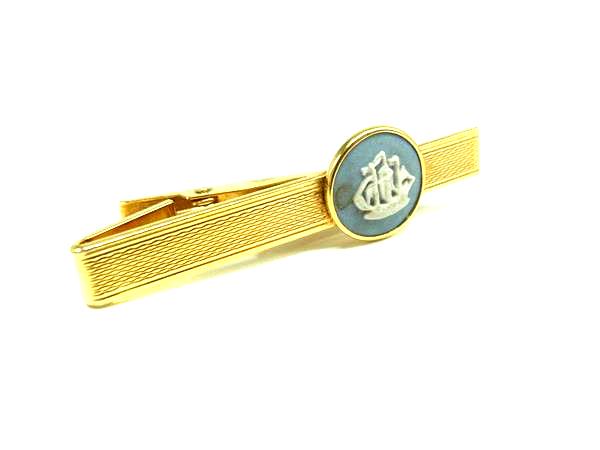 WEDGWOOD ウェッジウッド ジャスパー タイピン タイクリップ 紳士 ビジネス メンズ ライトブルー系×ゴールド系 DL0156