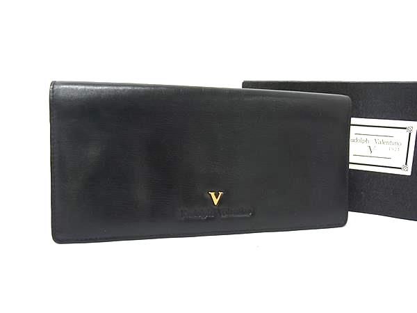 樂天商城 - ■美品■ Rudolph Valentino ルドルフバレンチノ レザー 二つ折り 長財布 ウォレット 札入れ カード入れ メンズ ブラック系 DL1529