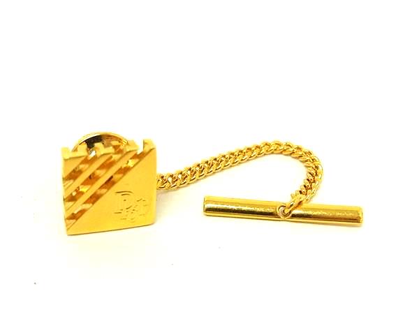 ■美品■ ChristianDior クリスチャンディオール タイタック ネクタイピン アクセサリー ビジネス 紳士 メンズ ゴールド系 DN4887