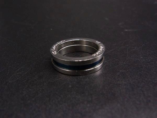 ■美品■ Calvin Klein カルバンクライン リング 指輪 アクセサリー 約9号 レディース シルバー系×ネイビー系 DN8400