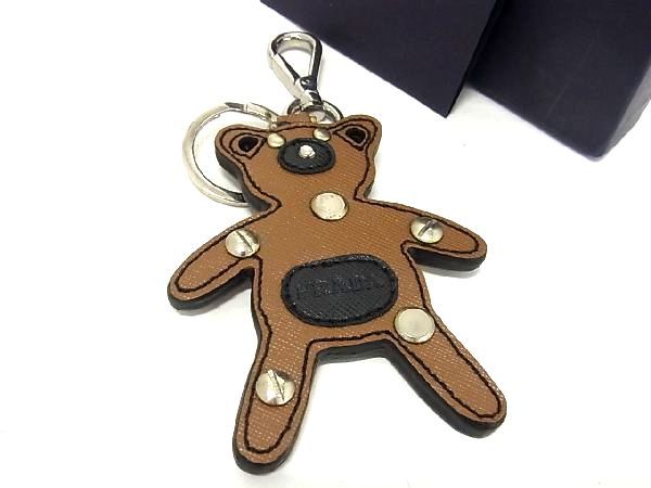 PRADA プラダ 2AR245 サフィアーノレザー ベア くま キーホルダー キーリング バッグチャーム ブラウン系 AV3950のサムネイル