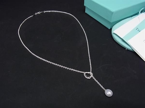 ■新品■未使用■ TIFFANY＆Co ティファニー エルサペレッティ オープンハート ラリアット SV925 パール ネックレス シルバー系 AX0021