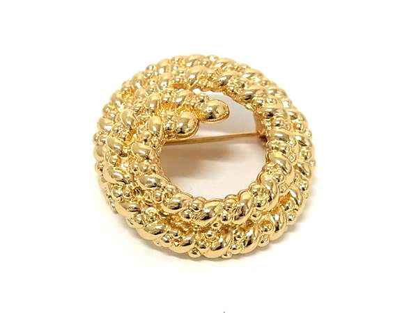 ■新品同様■ ChristianDior クリスチャンディオール ヴィンテージ ピンブローチ ピンバッジ アクセサリー ゴールド系 BS3058