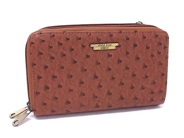 ■極上■本物■美品■ vivid esse ヴィヴィッドエッセ オーストリッチ ラウンドファスナー 長財布 ウォレッ..