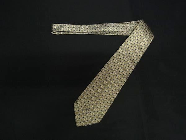 Burberrys バーバリーズ シルク100% 総柄 ネクタイ ビジネス 紳士 メンズ ゴールド系×ブルー系 DL4066