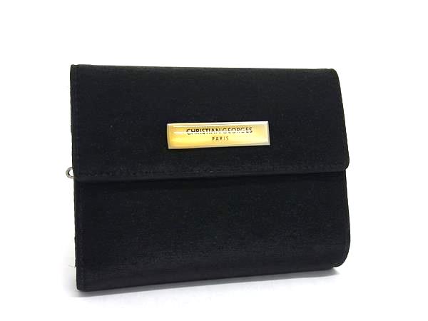 ■美品■ CHRISTIAN GEORGES クリスチャンジョルジュ ナイロン がま口 三つ折り 財布 ウォレット 小銭入れ 札入れ ブラック系 DL4485