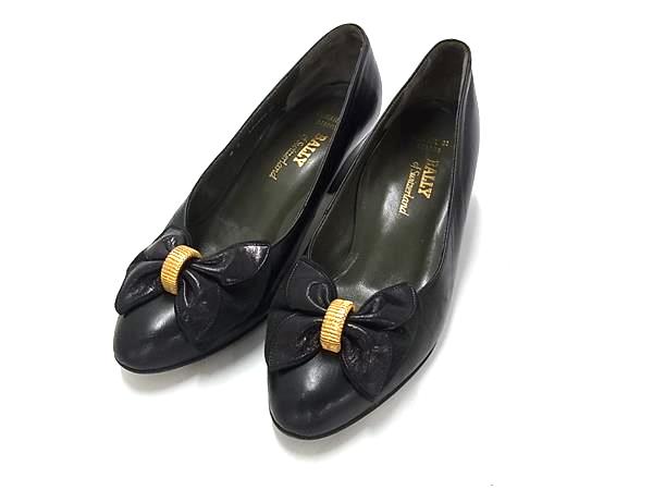 BALLY バリー レザー ヒール パンプス 表記サイズ 4E (約24.0cm) 靴 シューズ レディース ブラック系 DL4660