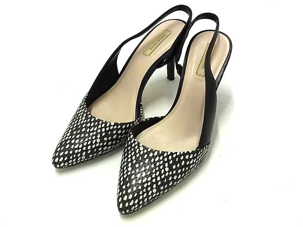 ■美品■ COLE HAAN コールハーン パイソン型押しレザー ハイヒール パンプス サイズ6 1/2(約24cm) 靴 シューズ ブラック系 DL5116(4.0)