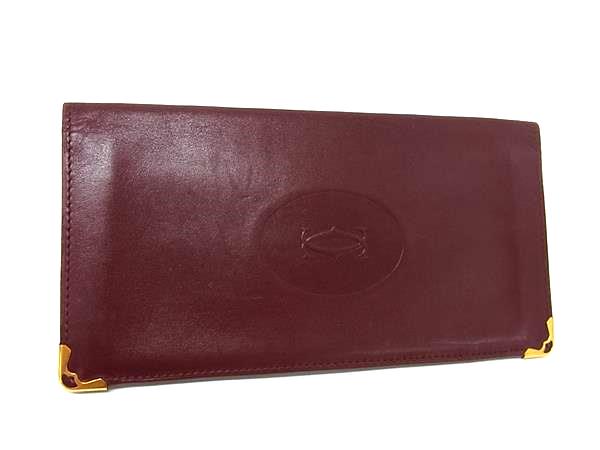 Cartier カルティエ マストライン レザー 二つ折り 長財布 ウォレット 札入れ カード入れ メンズ レディース ボルドー系 DL5186