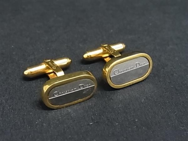 ChristianDior クリスチャンディオール カフスボタン カフリンクス アクセサリー メンズ ゴールド系×シルバー系 DN7807