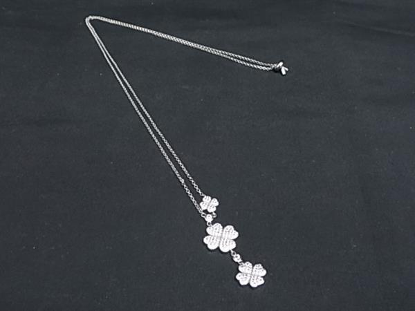 ■極美品■ Folli Follie フォリフォリ ラインストーン クローバー ネックレス ペンダント アクセサリー シルバー系 DN7861