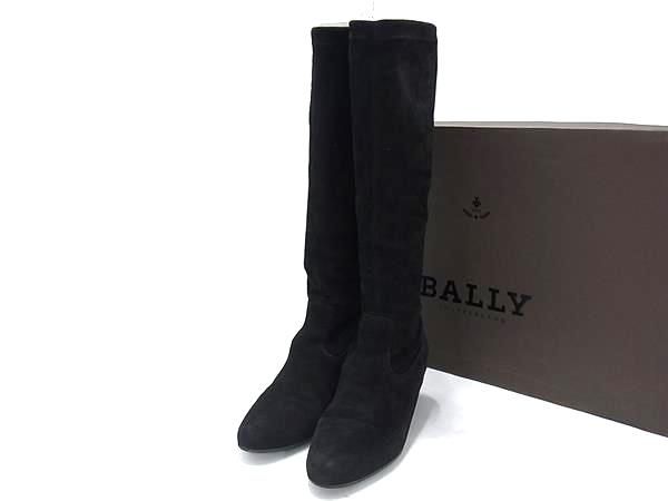 BALLY バリー スエード ロングブーツ ヒール 表記サイズ 36 1/2(約23.5cm) 靴 シューズ レディース ブラック系 DK1583