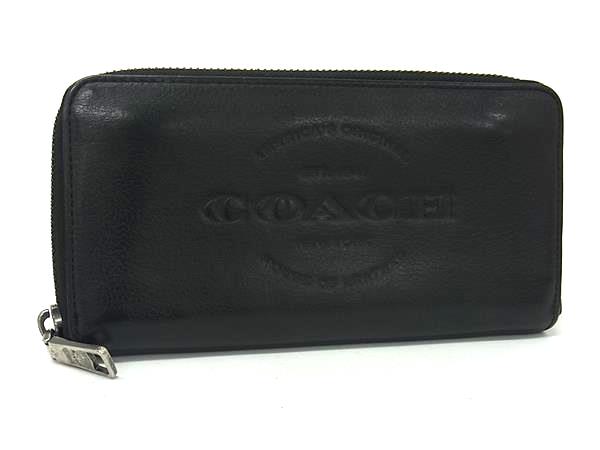 COACH コーチ F24648 レザー ラウンドファスナー 長財布 ウォレット 小銭入れ 札入れ レディース メンズ ブラック系 DK8590