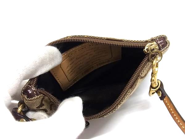 COACH コーチ 40028 シグネチャー キャンバス リストレット ポーチ マルチケース 小物入れ レディース ブラウン系 DK8841