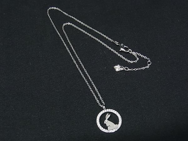 ■美品■ SWAROVSKI スワロフスキー ラインストーン ラビット ウサギ ネックレス ペンダント アクセサリー シルバー系 DN7593
