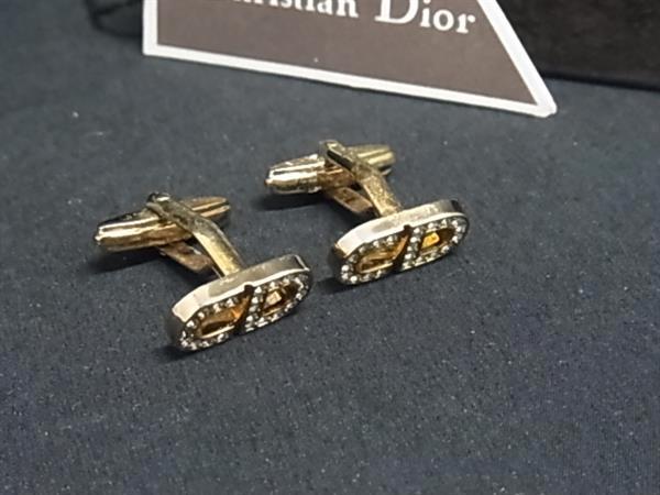 ChristianDior クリスチャンディオール ヴィンテージ ラインストーン カフリンクス カフスボタン アクセサリー ゴールド系 DN7687