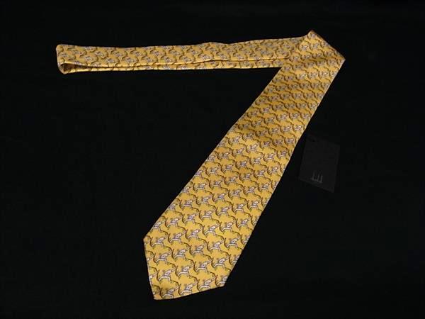 ■新品同様■ dunhill ダンヒル シルク100% モンキー 猿 ネクタイ ビジネス 紳士 メンズ イエロー系×マルチカラー FT3839
