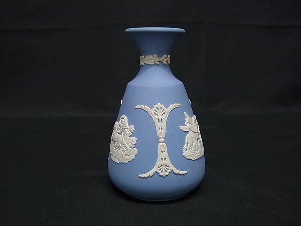 WEDGWOOD ウェッジウッド ジャスパー フラワーベース 花瓶 オブジェ インテリア ブルー系×ホワイト系 DL0886