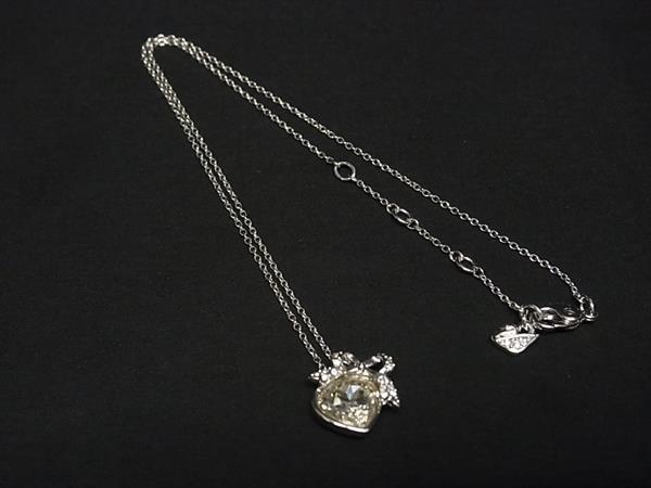 乐天商城 - ■美品■ SWAROVSKI スワロフスキー ハート リボン ラインストーン ネックレス ペンダント アクセサリー レディース シルバー系 DL3292