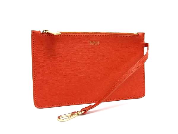 樂天商城 - ■極美品■ FURLA フルラ レザー ポーチ マルチケース 小物入れ レディース オレンジ系 DL4081