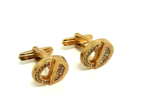 乐天商城 - ChristianDior クリスチャンディオール ラインストーン カフリンクス カフスボタン アクセサリー メンズ ゴールド系 DL4217