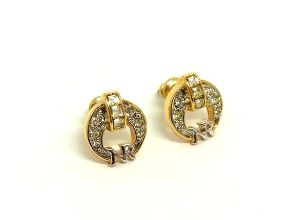 ■美品■ NINA RICCI ニナリッチ ラインストーン ピアス アクセサリー レディース ゴールド系 DL4283