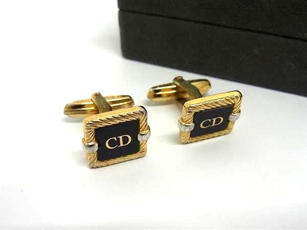 乐天商城 - ChristianDior クリスチャンディオール ヴィンテージ カフスボタン カフリンクス アクセサリー ゴールド系×ブラック系 DL4368