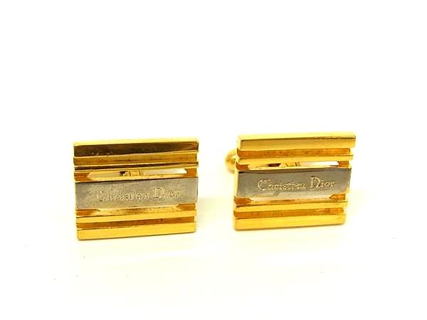 ChristianDior ディオール ヴィンテージ カフスボタン カフリンクス アクセサリー ビジネス メンズ ゴールド系×シルバー系 DN7477