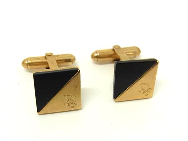 ChristianDior クリスチャンディオール ヴィンテージ カフリンクス カフスボタン アクセサリー メンズ ゴールド系×ブラック系 DN7743