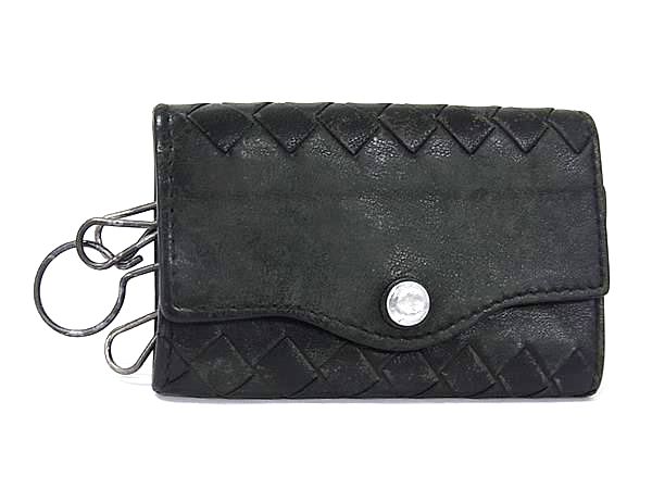 BOTTEGA VENETA ボッテガヴェネタ レザー イントレチャート 4連キーケース 鍵入れ メンズ レディース ブラック系 DP1840
